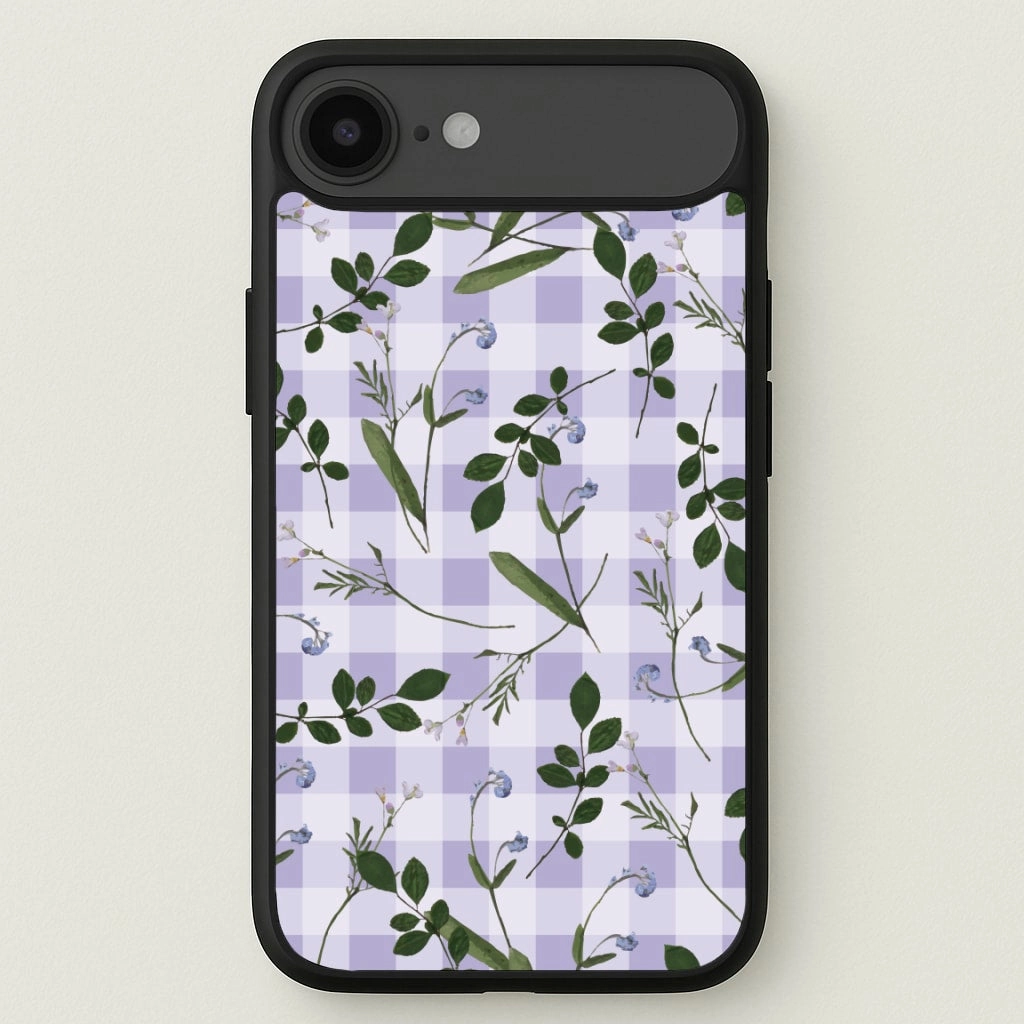 Checkered Pressed Flowers Pattern Phone Case Slim Feel