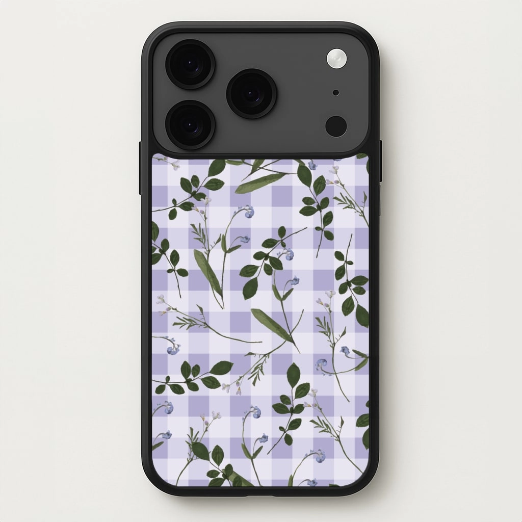 Modern Texture Look Smooth Fit Checkered Pressed Flowers Pattern Phone Case