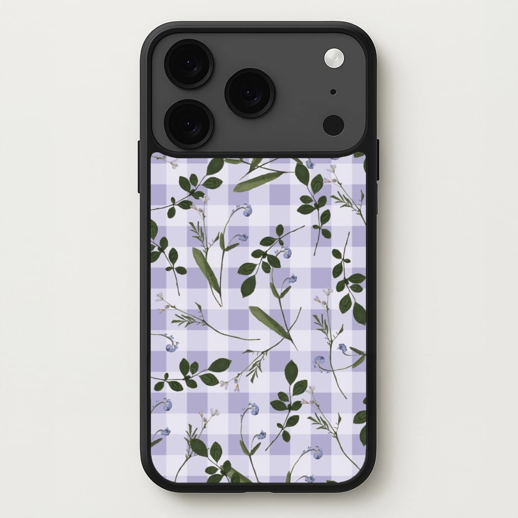 Checkered Pressed Flowers Pattern Phone Case Modern feature Everyday Comfort