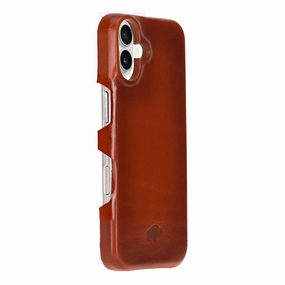 Modern Build Texture Durable Pattern Mason Full-Grain Leather MagSafe Case ?C iPhone 16, Burnished Tan