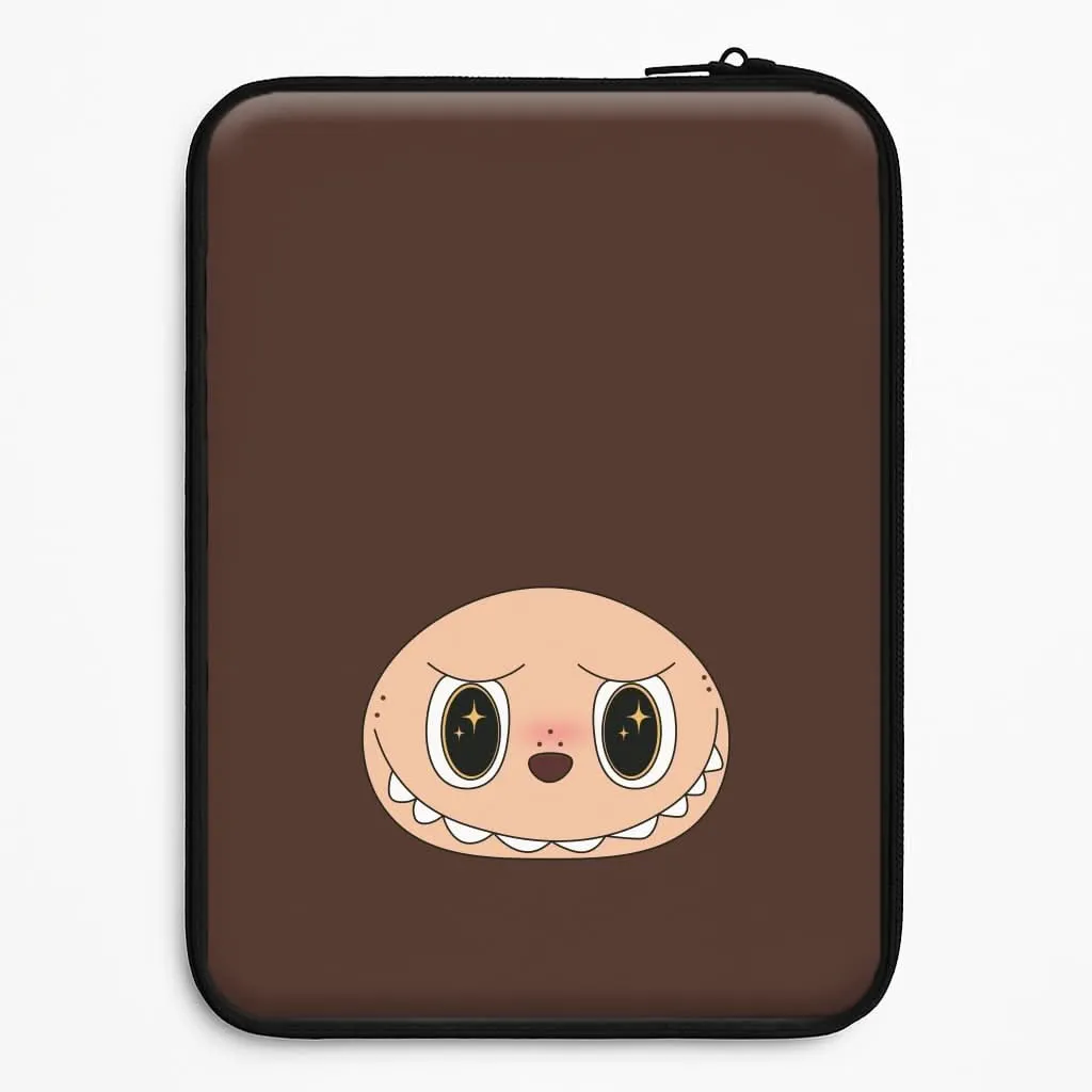 Grip Texture Cute Brown Monster Face Laptop Sleeve