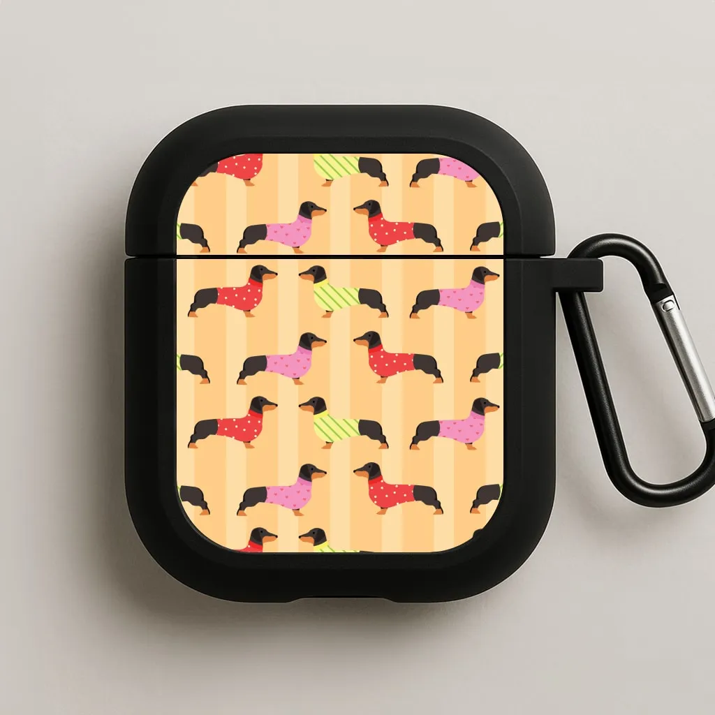 Dachshunds In Sweaters Pattern AirPods Case Modern Protective Style