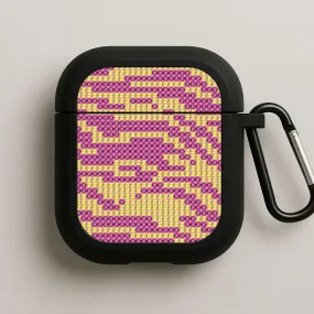 Compact Design Holder Sequin Tiger Pattern AirPods Case