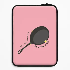 All A Girl Needs Is A Frying Pan Laptop Sleeve Glossy surface