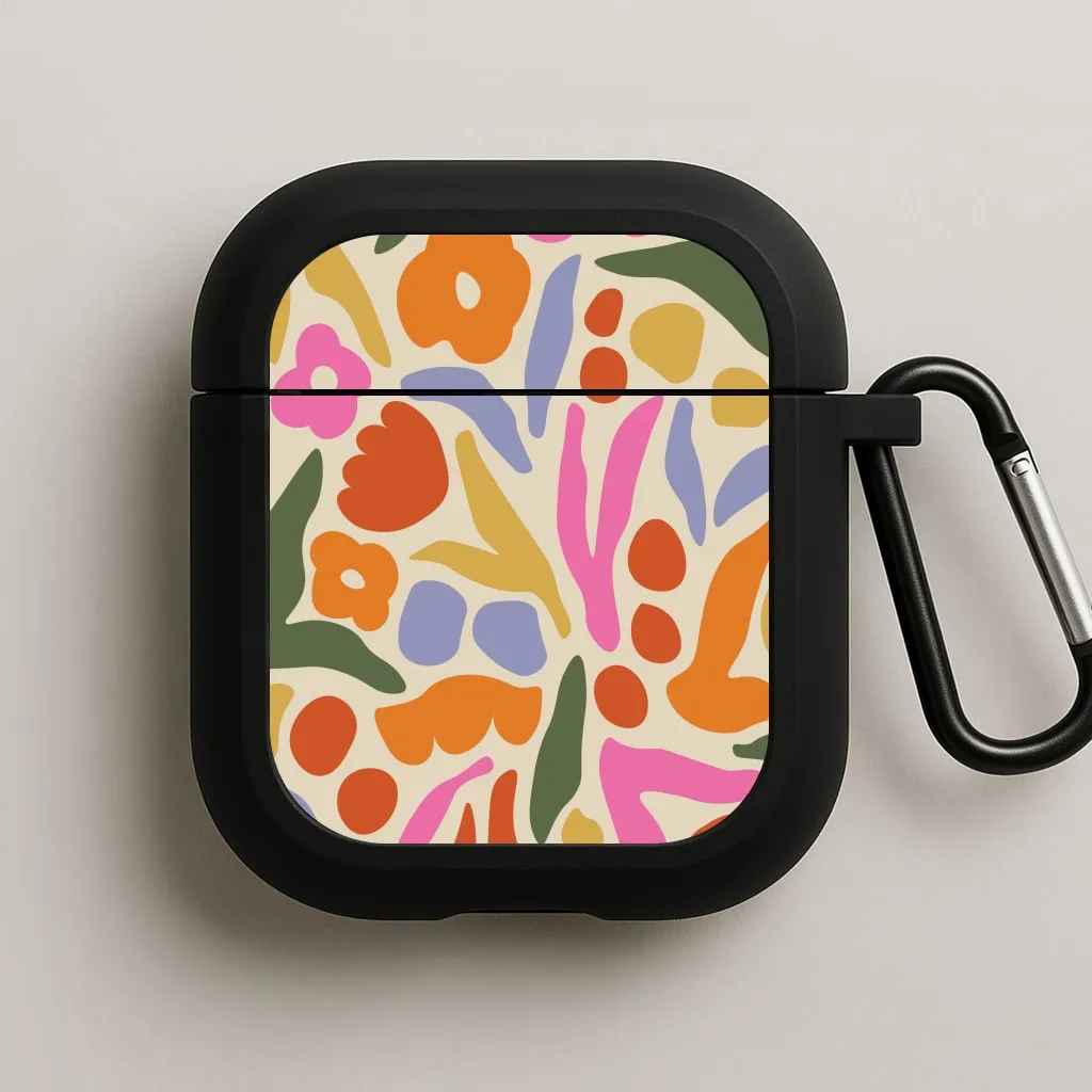 Bluetooth Earphones Protector Compact Daily Holder Abstract Floral Pattern - Floral AirPods Case