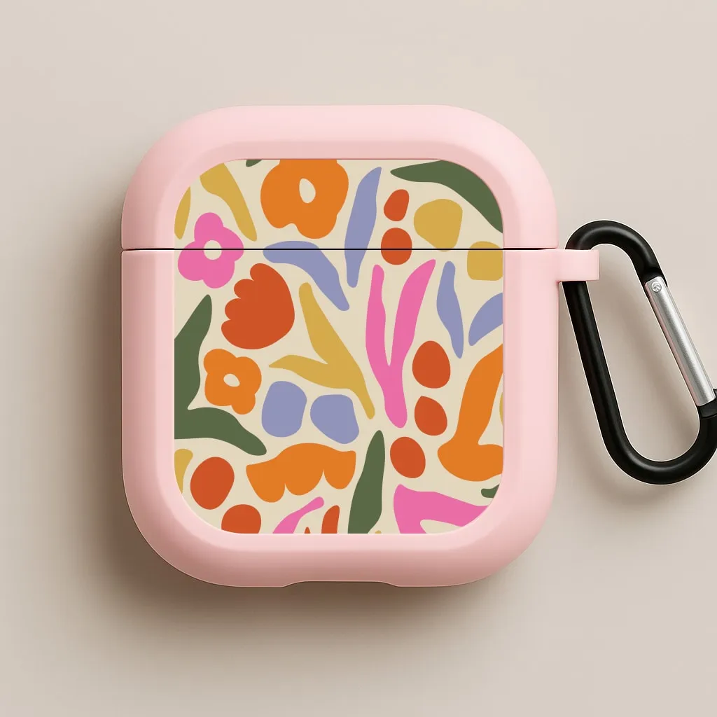 high elasticity silicone protector Abstract Floral Pattern - Floral AirPods Case