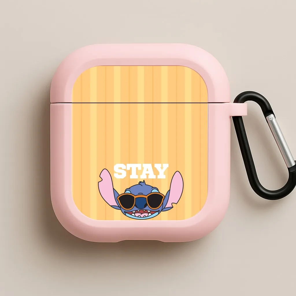 Portable Rubber Shell soft pastel commuter handmade protector Stay Cool Blue Alien AirPods Case