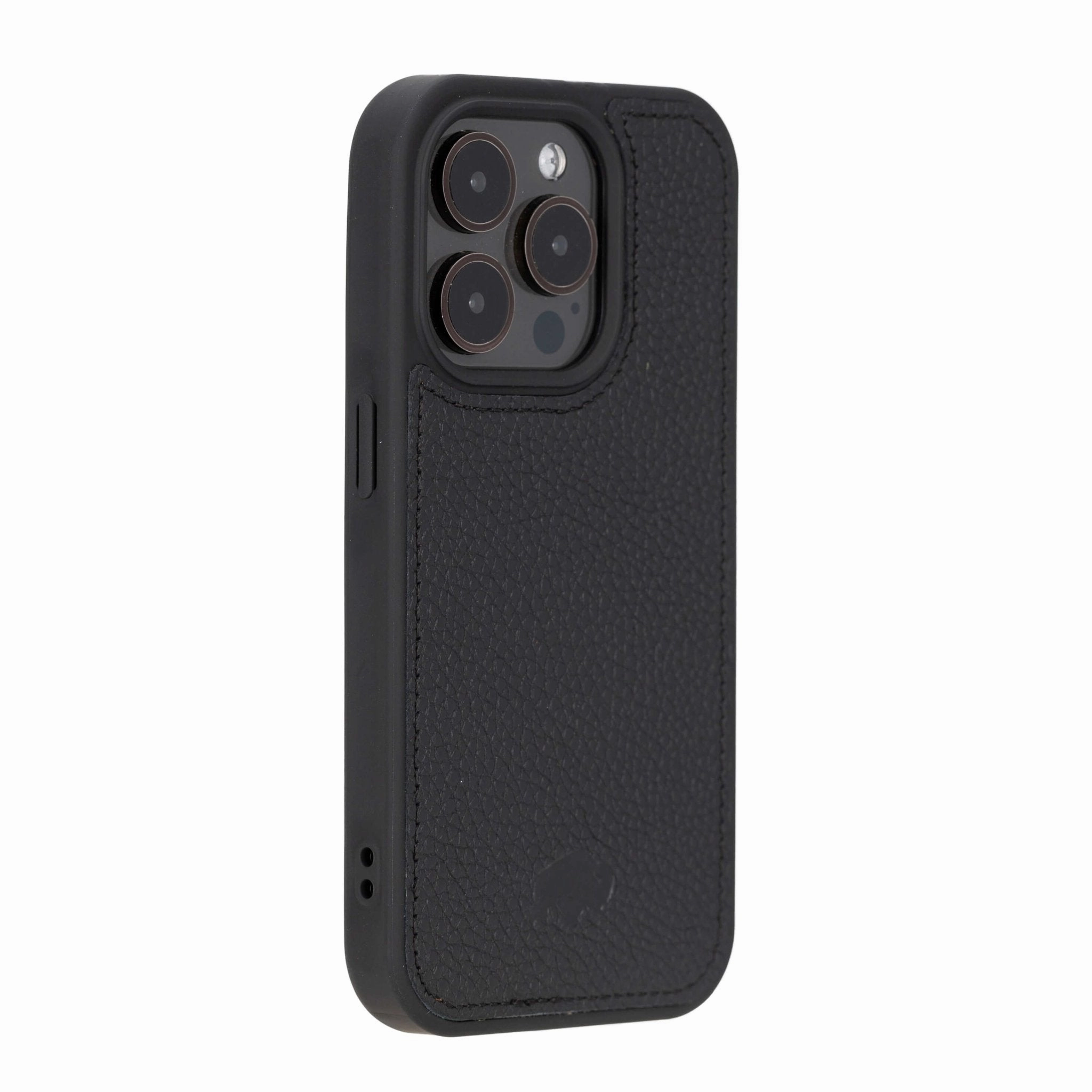 Refined Protection Modern Texture Build Modern York MagSafe Leather Case ?C iPhone 15 Pro, Pebble Black