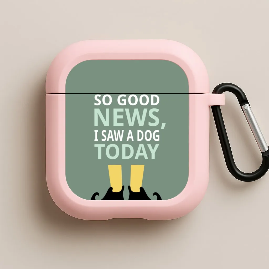 portable pastel neon silicone protector classic airpods case I Saw A Dog Today - Elf AirPods Case