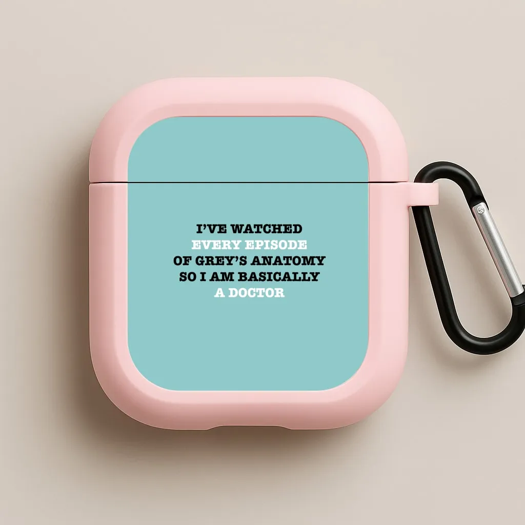 durable gradient soft pastel leather travel shell soft touch pocket airpods protector I've Watched Every Episode Of Grey's AirPods Case