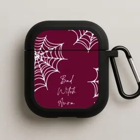 Durable Silicone Grip sleek modern tech style Bad Witch Aura Spider Webs AirPods Case