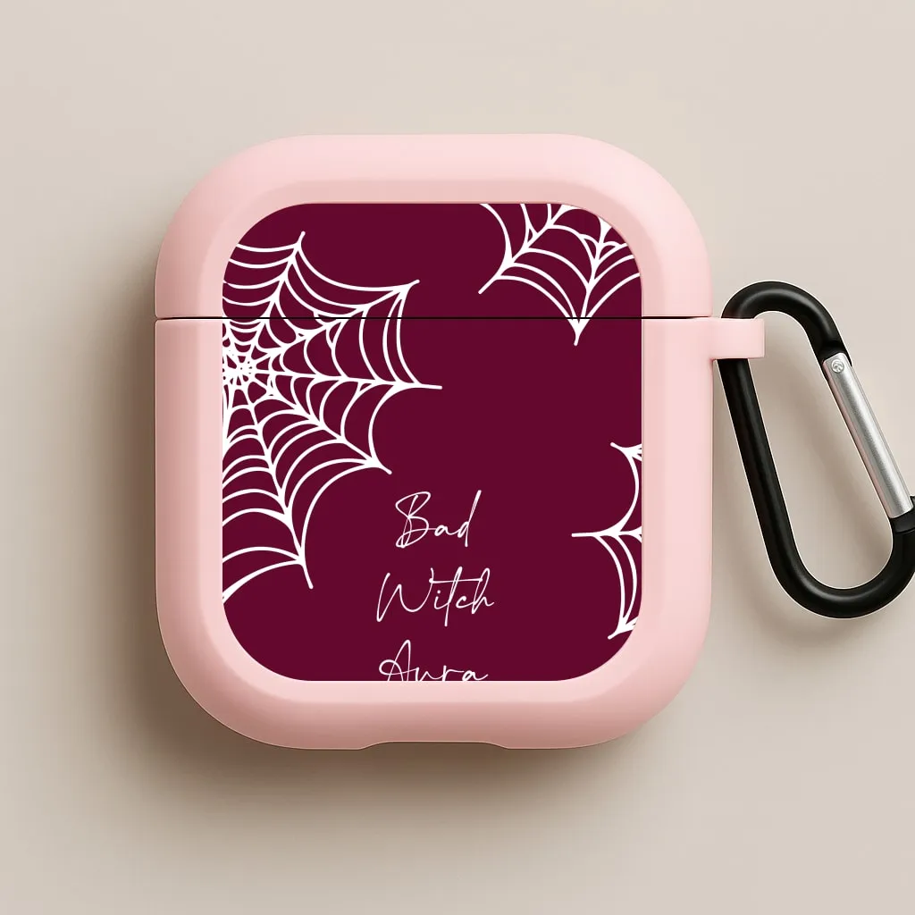 vivid pastel ergonomic portable airpods shell Bad Witch Aura Spider Webs AirPods Case