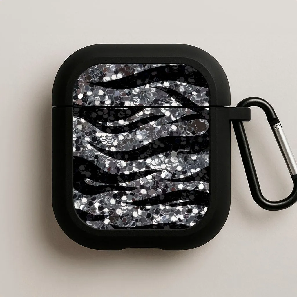 simple airpods holder Silver Sequin Tiger Pattern AirPods Case