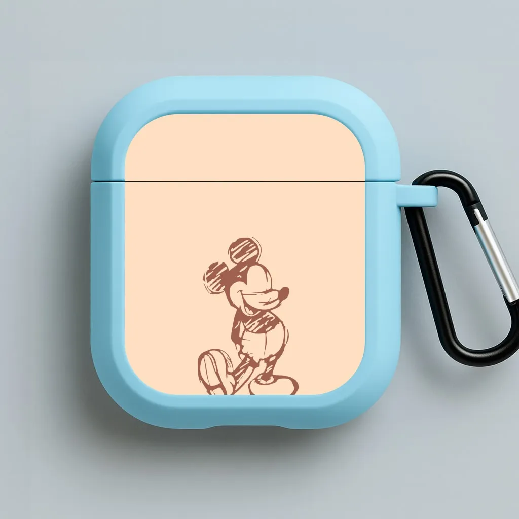 Sketched Mouse Outline Beige  AirPods Case vibrant silicone airpods case