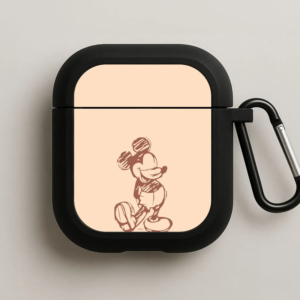 Sketched Mouse Outline Beige  AirPods Case Fashion Gadget Holder