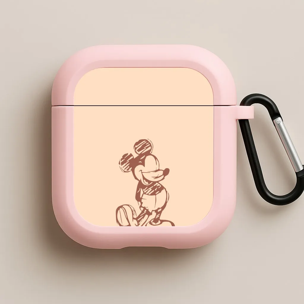 Sleek Modern Shell vivid gradient soft travel airpods protector Sketched Mouse Outline Beige  AirPods Case
