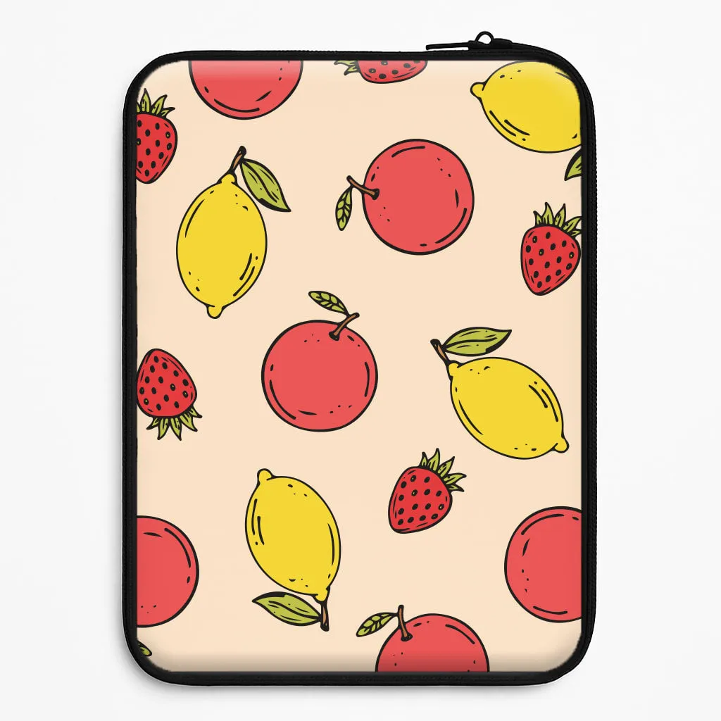 Smooth Form Texture Refined Style Sketched Summer Fruits Pattern Laptop Sleeve