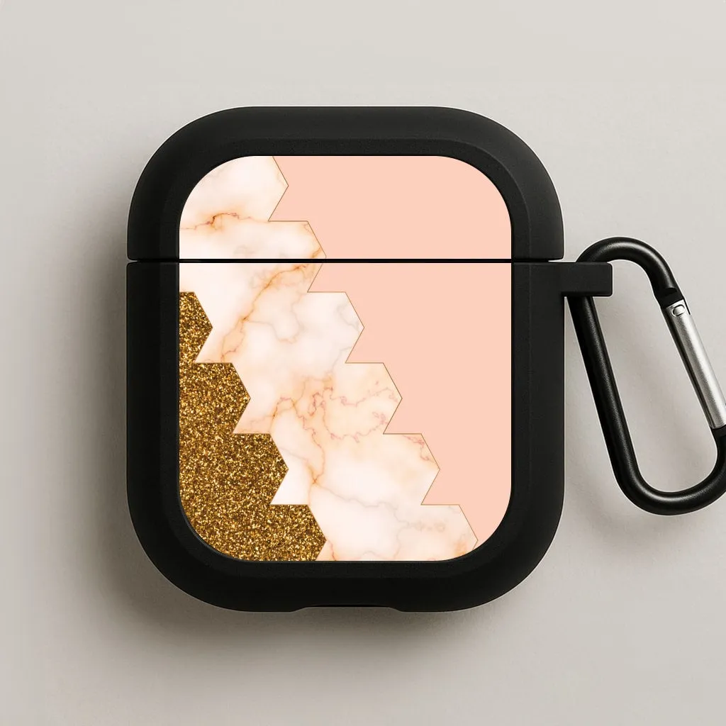 Glitter And Marble Geometric  AirPods Case Durable Handy Holder
