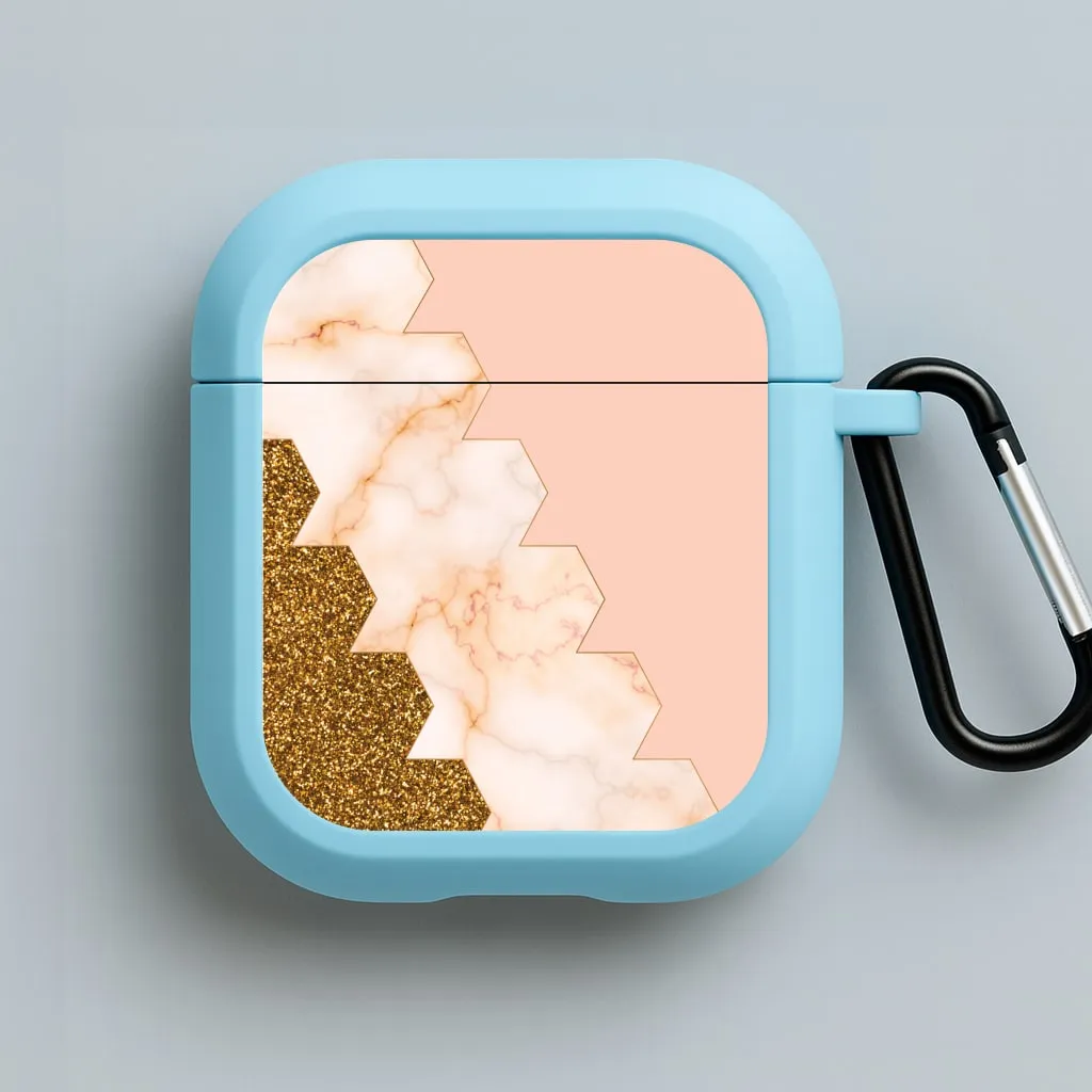 clear airpods cover Glitter And Marble Geometric  AirPods Case