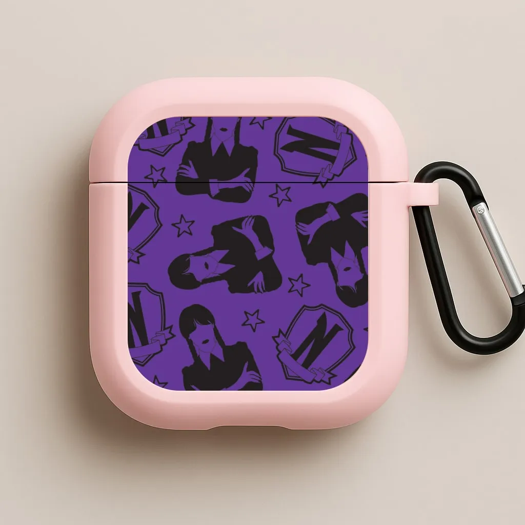 Wednesday Pattern AirPods Case Portable Travel Organizer
