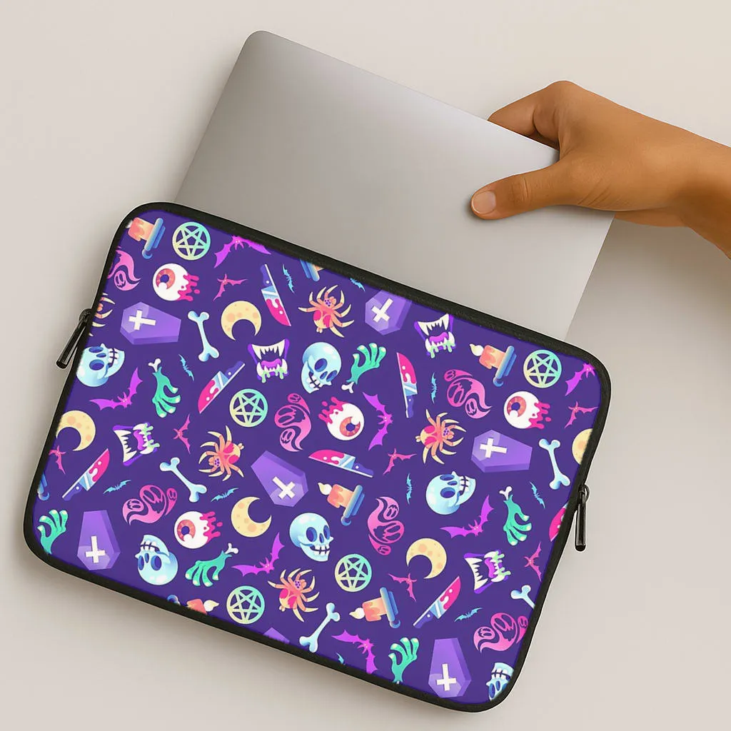 Horroriffic Halloween Pattern Laptop Sleeve Protective Frame Design Minimal Pattern Texture