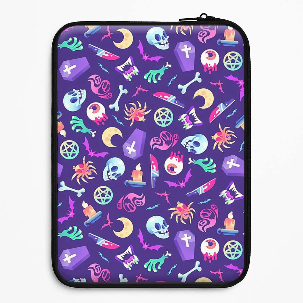 Horroriffic Halloween Pattern Laptop Sleeve Marble Texture