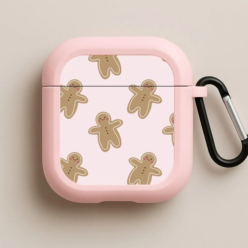 wireless commuter airpods case sports silicone airpods case Gingerbread Men Christmas Pattern AirPods Case