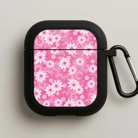 drop resistant airpods protector transparent airpods shield Pink Flowers - Floral Patterns AirPods Case