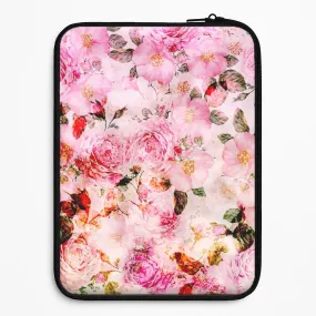 Pretty Pink Chic Floral Pattern Laptop Sleeve Shock Guard Durable Edge