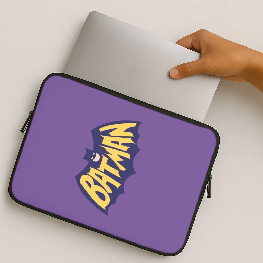 Bat Superhero Purple Logo Laptop Sleeve Textured Detail Elegant Finish Design