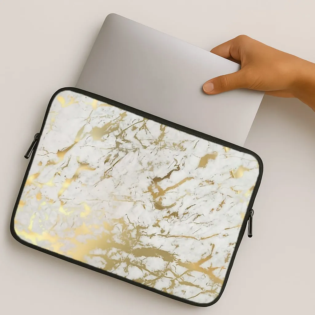 High protection Light Design Gold Marble Splatter Laptop Sleeve