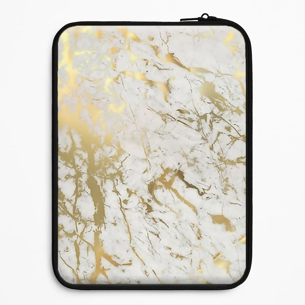 Anti Shock Layer Gold Marble Splatter Laptop Sleeve