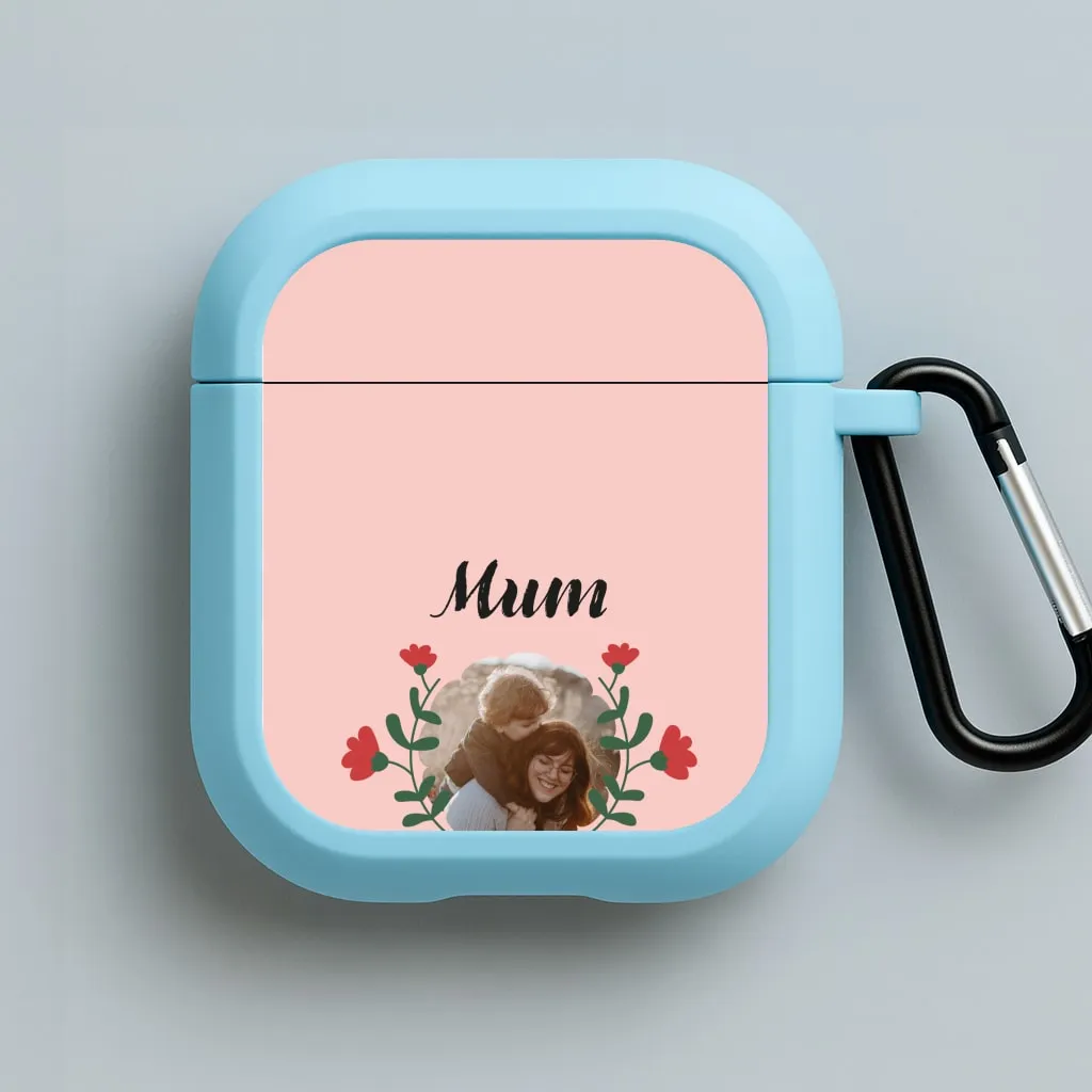 Mum Red Flowers - Personalised Mother's Day AirPods Case airpods case for active lifestyle