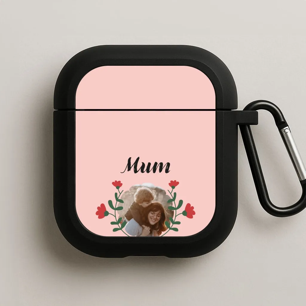 fashion minimalist airpods case Mum Red Flowers - Personalised Mother's Day AirPods Case