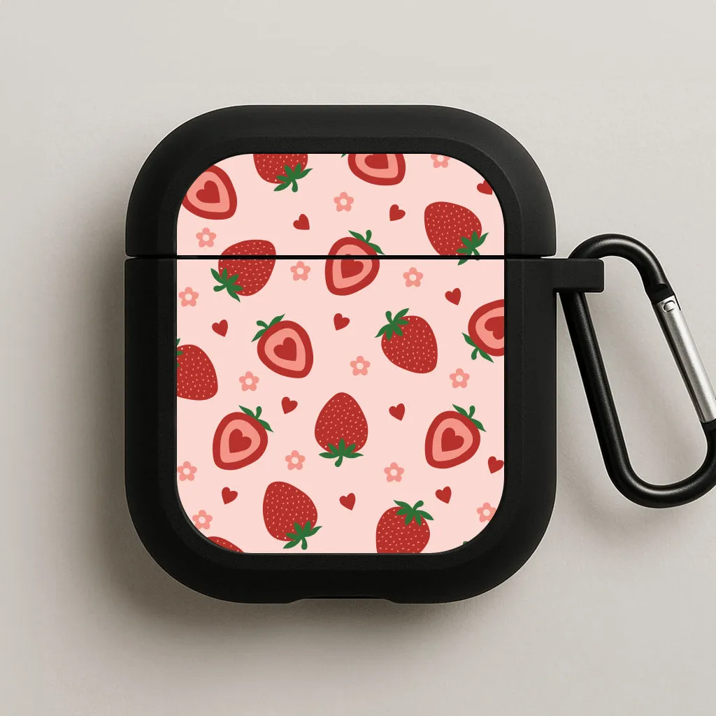 Minimalist Everyday Bag Strawberries And Hearts - Fruit Patterns AirPods Case