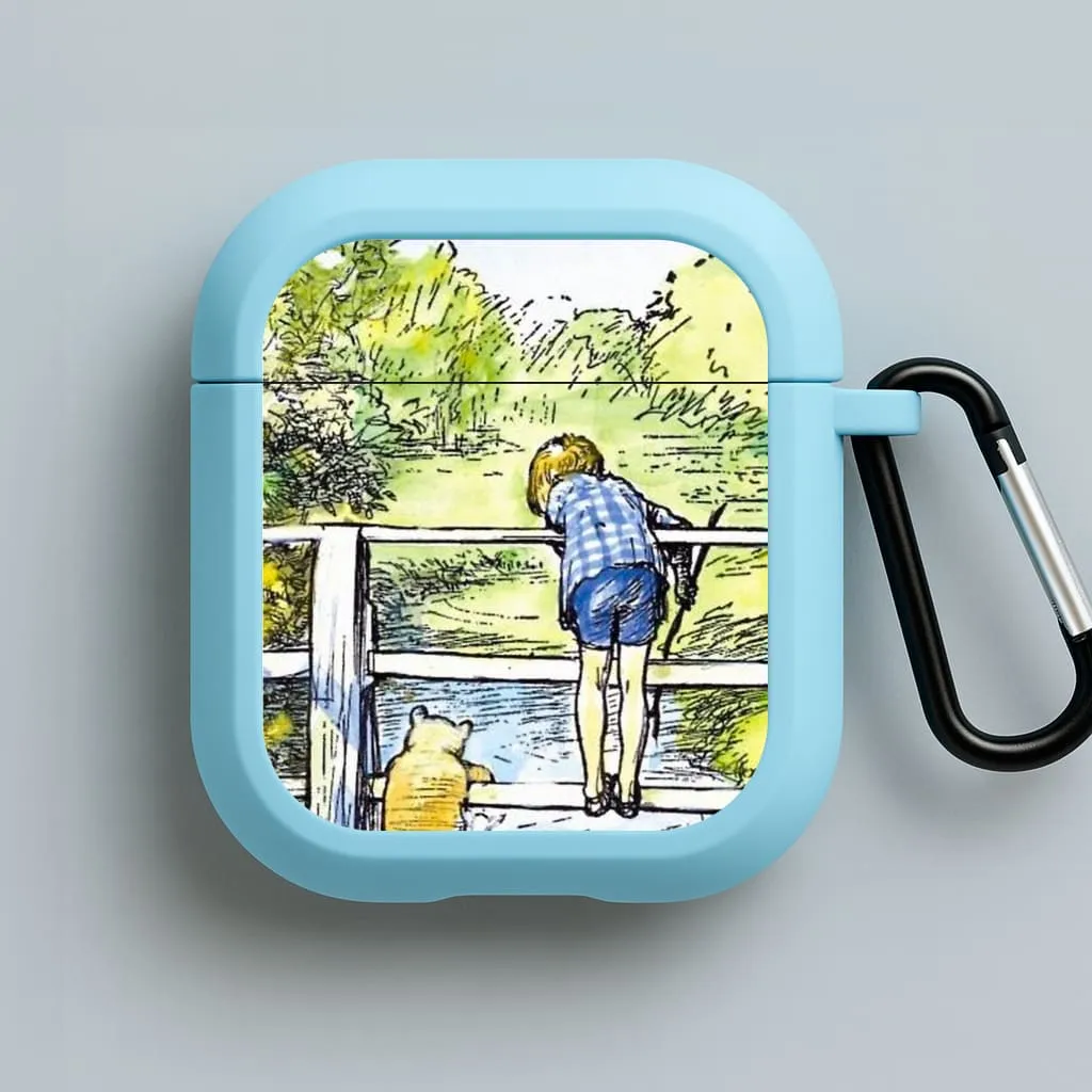 premium pocket leather protector durable ergonomic neon silicone shell Winnie & Christopher Robin AirPods Case