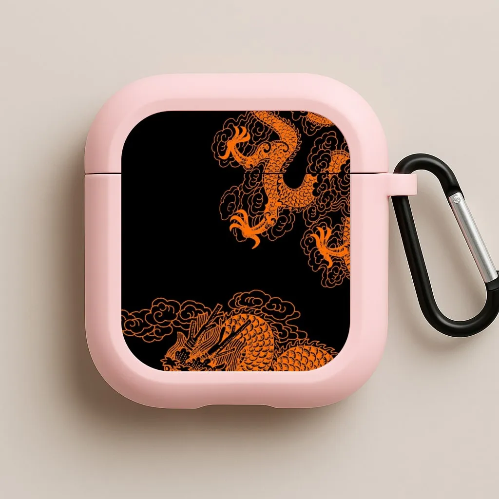 Orange Dragon AirPods Case Portable Silicone Sleeve sport fashion accessory