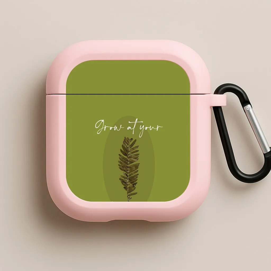 Grow At Your Own Pace Fern AirPods Case Water Resistant Pouch Minimal Rubber Case