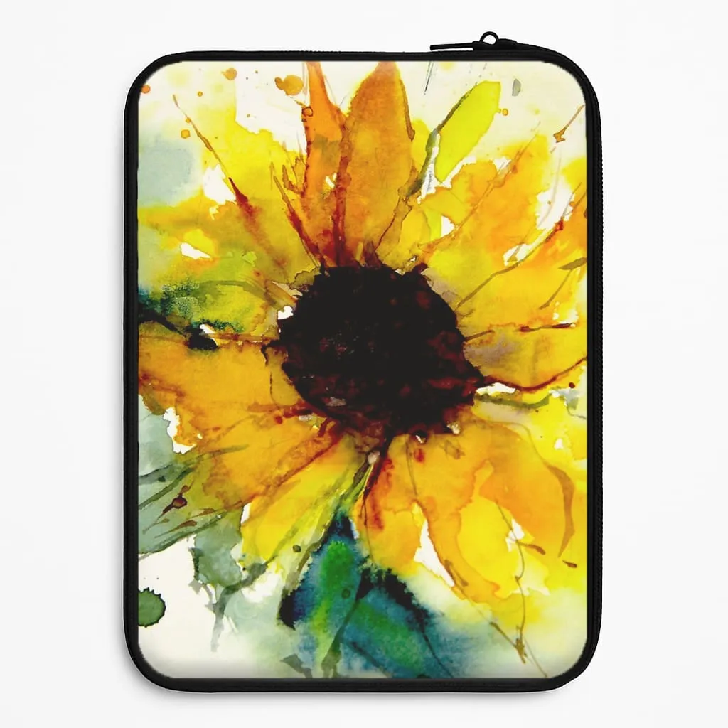 Modern Design Texture Watercolour Sunflower Laptop Sleeve