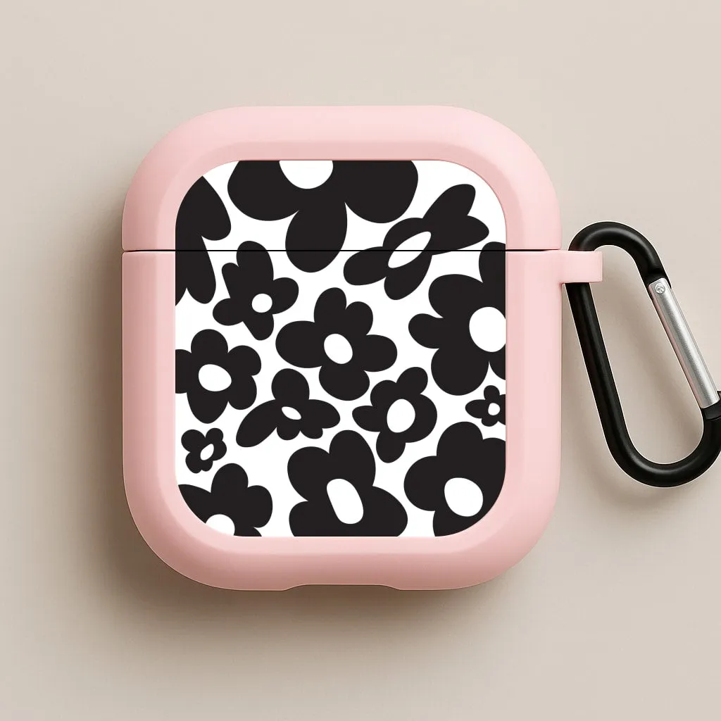 Creative Handy Holder Durable Keychain Case Black Flowers - Trippy Patterns AirPods Case