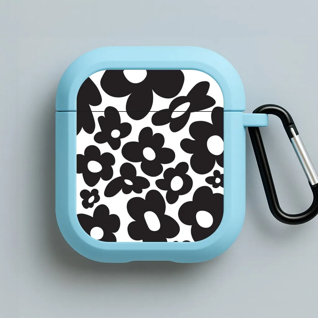 Black Flowers - Trippy Patterns AirPods Case Creative Smooth Holder