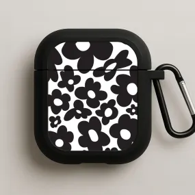 Creative Silicone Organizer fashion daily accessory Black Flowers - Trippy Patterns AirPods Case