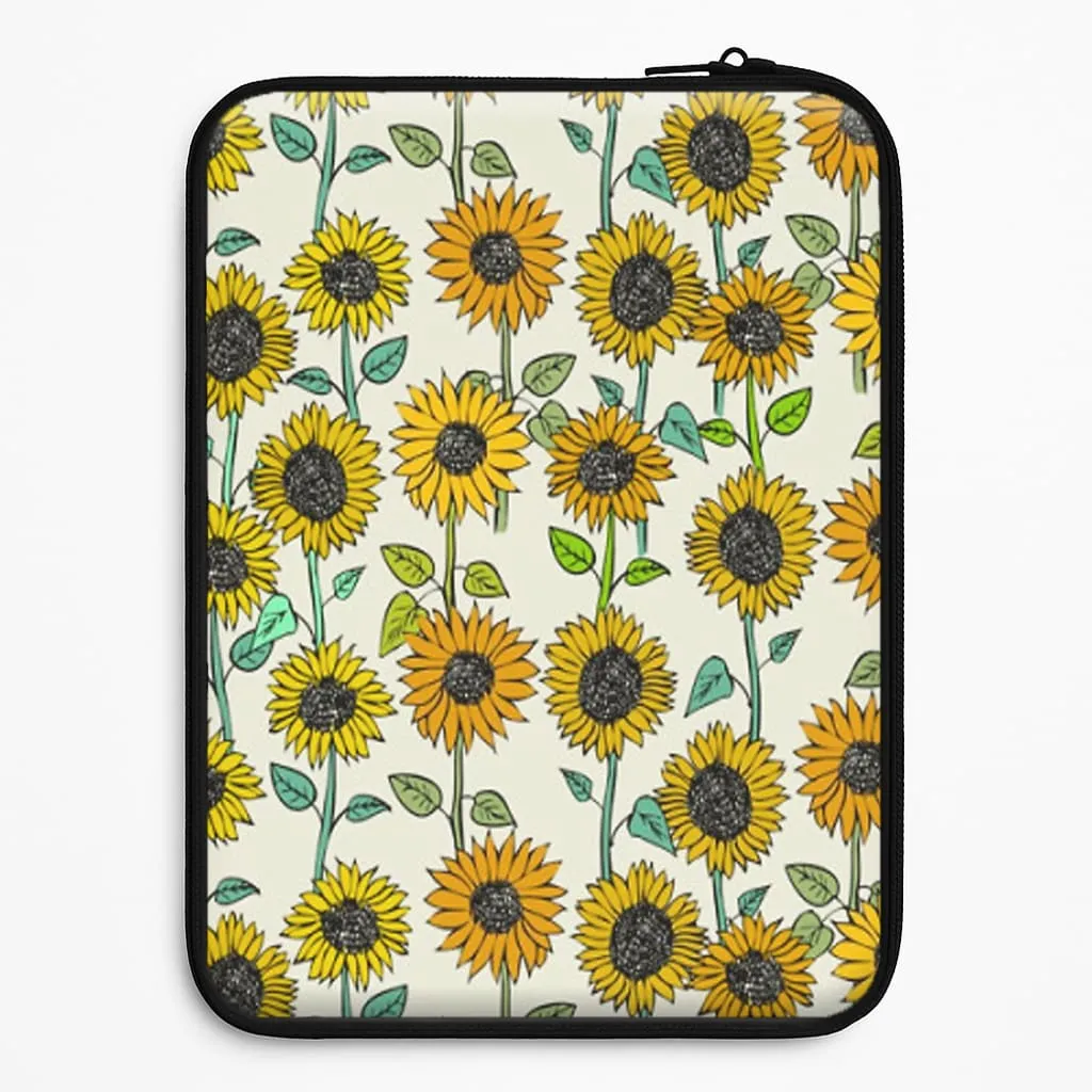 Luxury Layer Texture Hybrid Finish Painted Sunflowers Laptop Sleeve