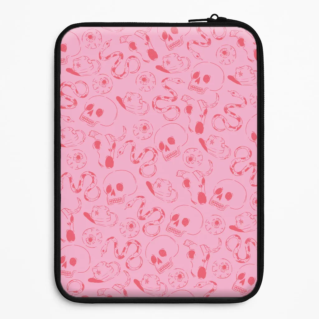 Pink Snakes And Skulls - Western  Laptop Sleeve Rugged Design Style Premium Edge Design