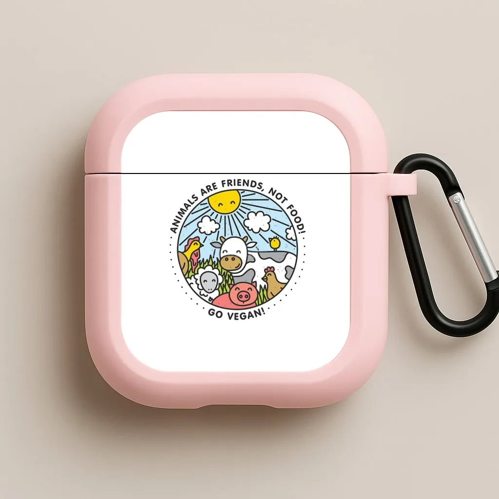 Smooth Silicone Finish Animals Are Friends, Not Food - Vegan AirPods Case