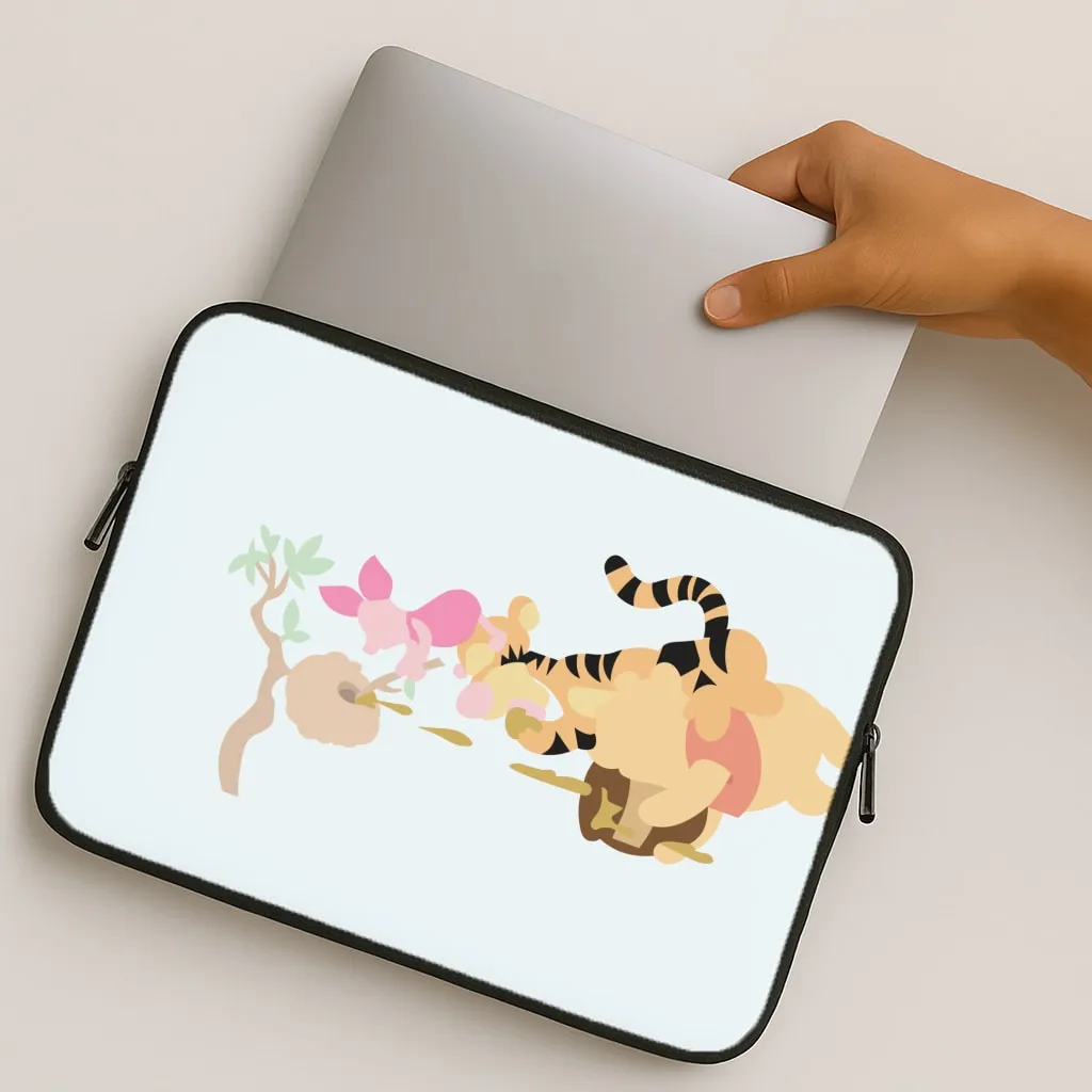 Vivid Coloration Bouncing Tiger , Piglet , Yellow Bear Laptop Sleeve