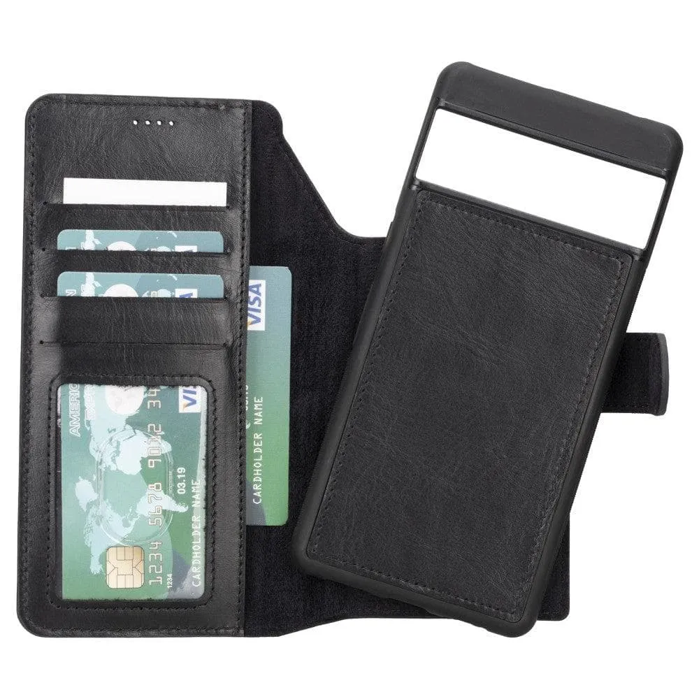 Polished Surface Carter Detachable Leather Wallet Case ?C Pixel 7, Rustic Black
