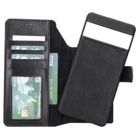 Polished Surface Carter Detachable Leather Wallet Case ?C Pixel 7, Rustic Black
