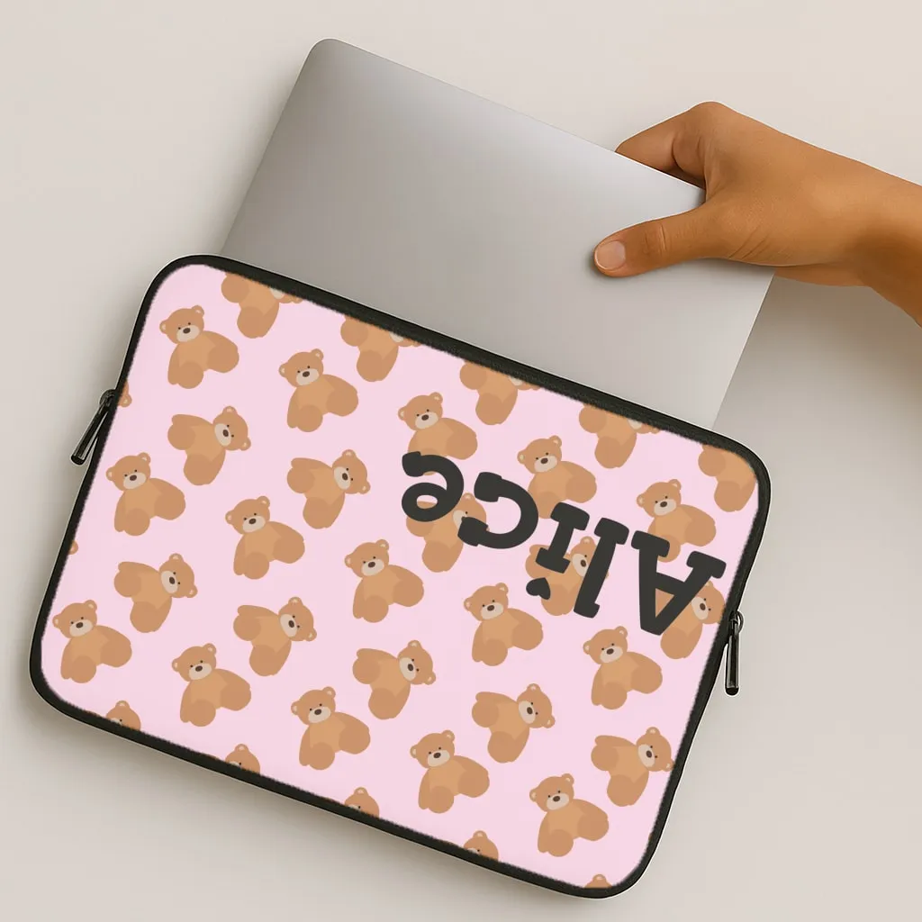 Flexible Build Form Teddy Bear Pattern - Personalised Christmas Laptop Sleeve