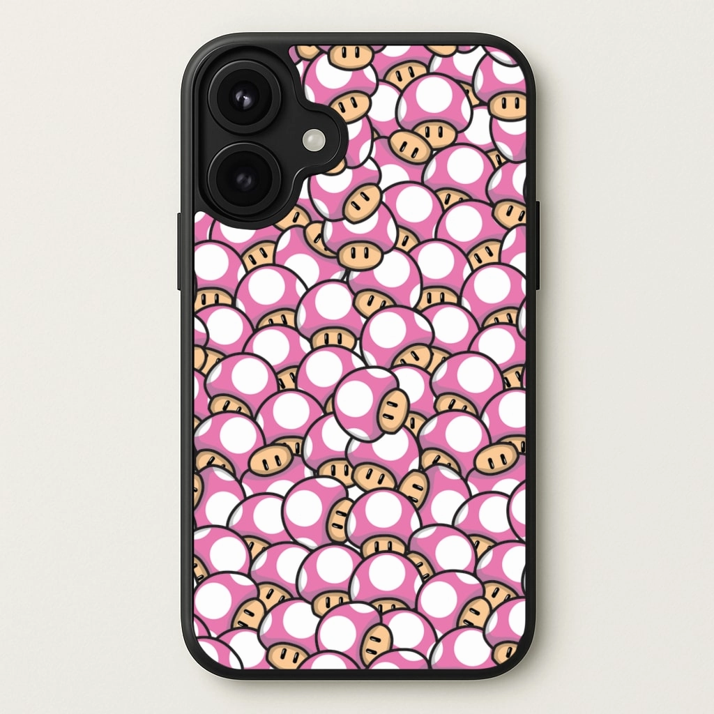 Mushroom Pattern - Pink Phone Case Scratch Guard Gradient Design